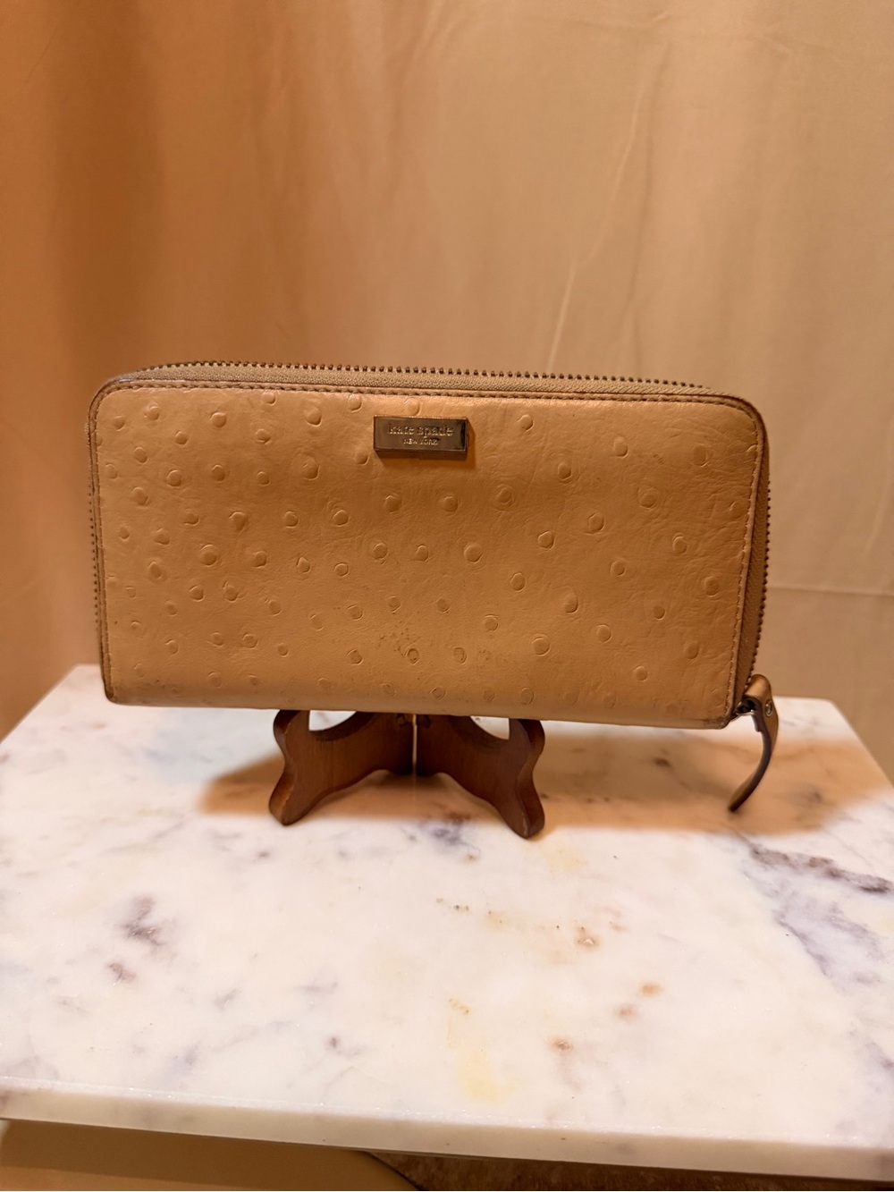 kate spade Tan Textured Zip-Around Wallet